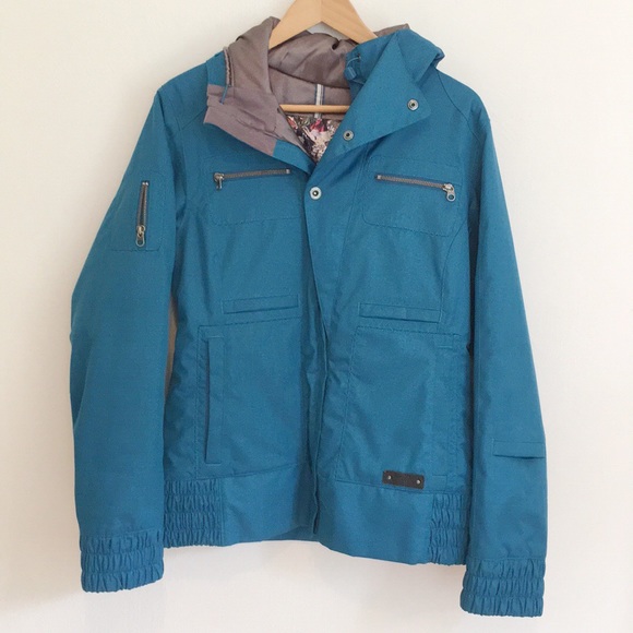 teal snowboarding jacket